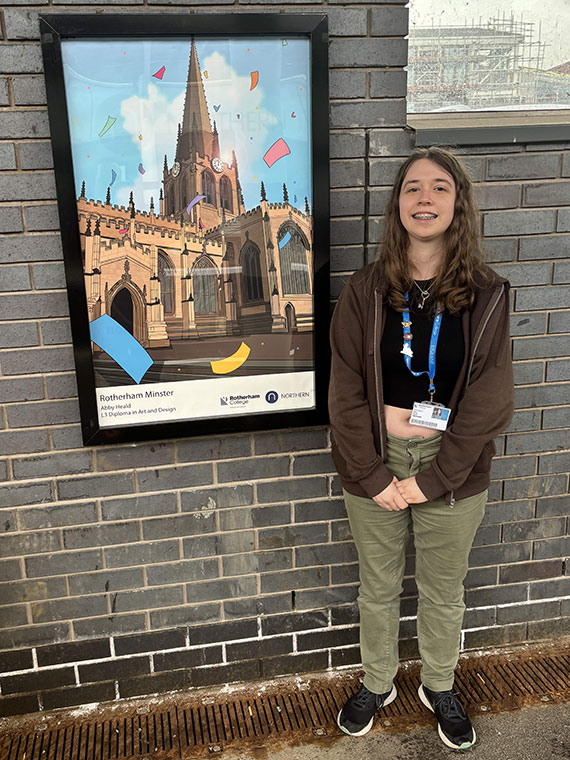 Rotherham College Art Student Abby Heald at Rotherham Railway Station