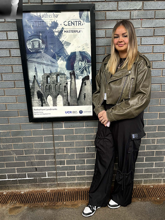 Rotherham College Art Student Natalie Jones at Rotherham Railway Station
