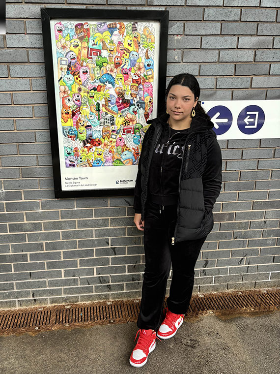 Rotherham College Art Student Nicole Zigova at Rotherham Railway Station