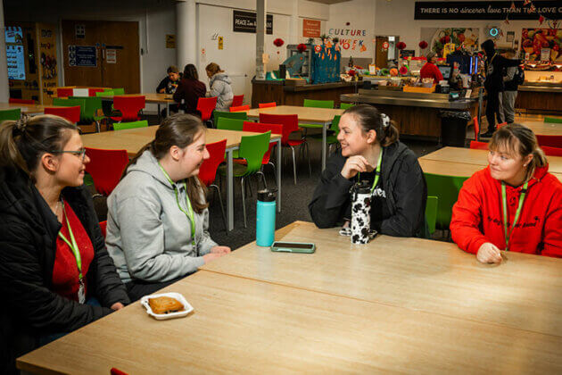 Students in the canteen at North Notts College