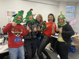 Dearne Valley College staff wearing Christmas jumpers on Christmas jumper day