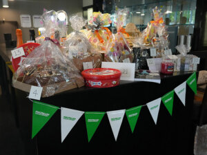 Raffle prizes at the Macmillan Coffee Morning at The Wharncliffe