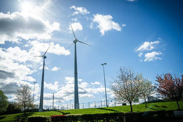 The wind turbines at Dearne Valley College