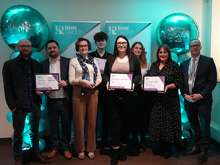 A group of employers receiving their awards at the RNN Group's Annual Apprenticeship Awards 2025