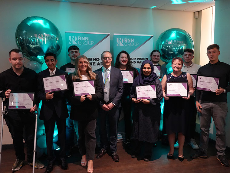 A group of employers receiving their awards at the RNN Group's Annual Apprenticeship Awards 2025