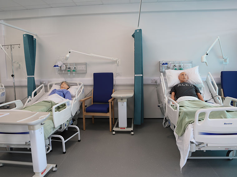 Two beds inside the health suite