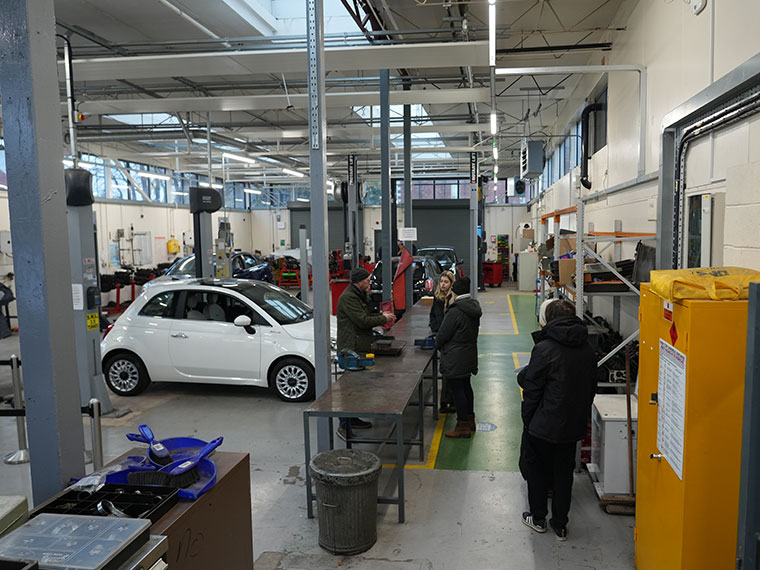 The motor vehicle centre at North Notts College during an open event